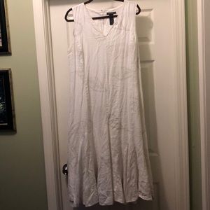 White linen lined sleeveless dress.